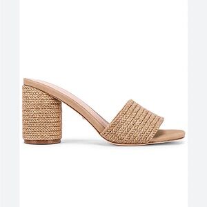 RAYE Tan Woven Block Heel Sandals